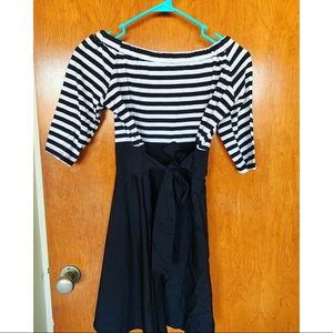 Black & white striped Miaopu dress